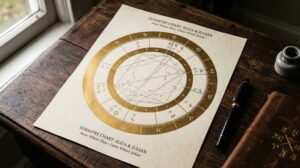 Astrological birth chart overlay showing how to use synastry to improve relationship dynamics between two people.